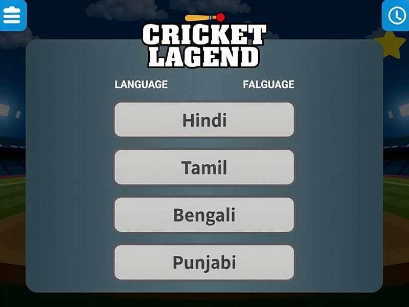 Cricket Basket Legend - Multiple Language Support Cricket Basket Legend language selection screen showing multiple Indian languages including Hindi, Tamil, Bengali, and Punjabi
